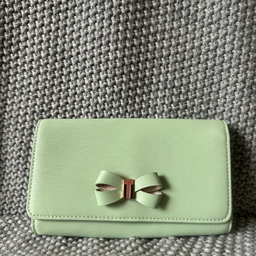 Ted Baker London Green Wallet/Clutch with Rose Gold-Tone Hardware